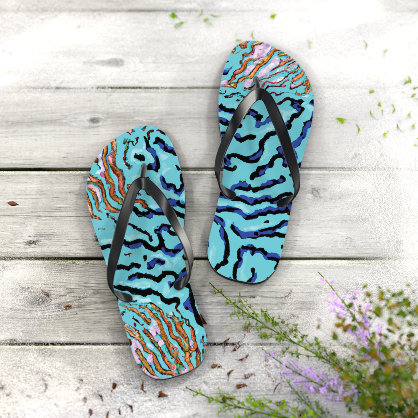 Flip Flops - Wild Coral Reef, Turquoise
