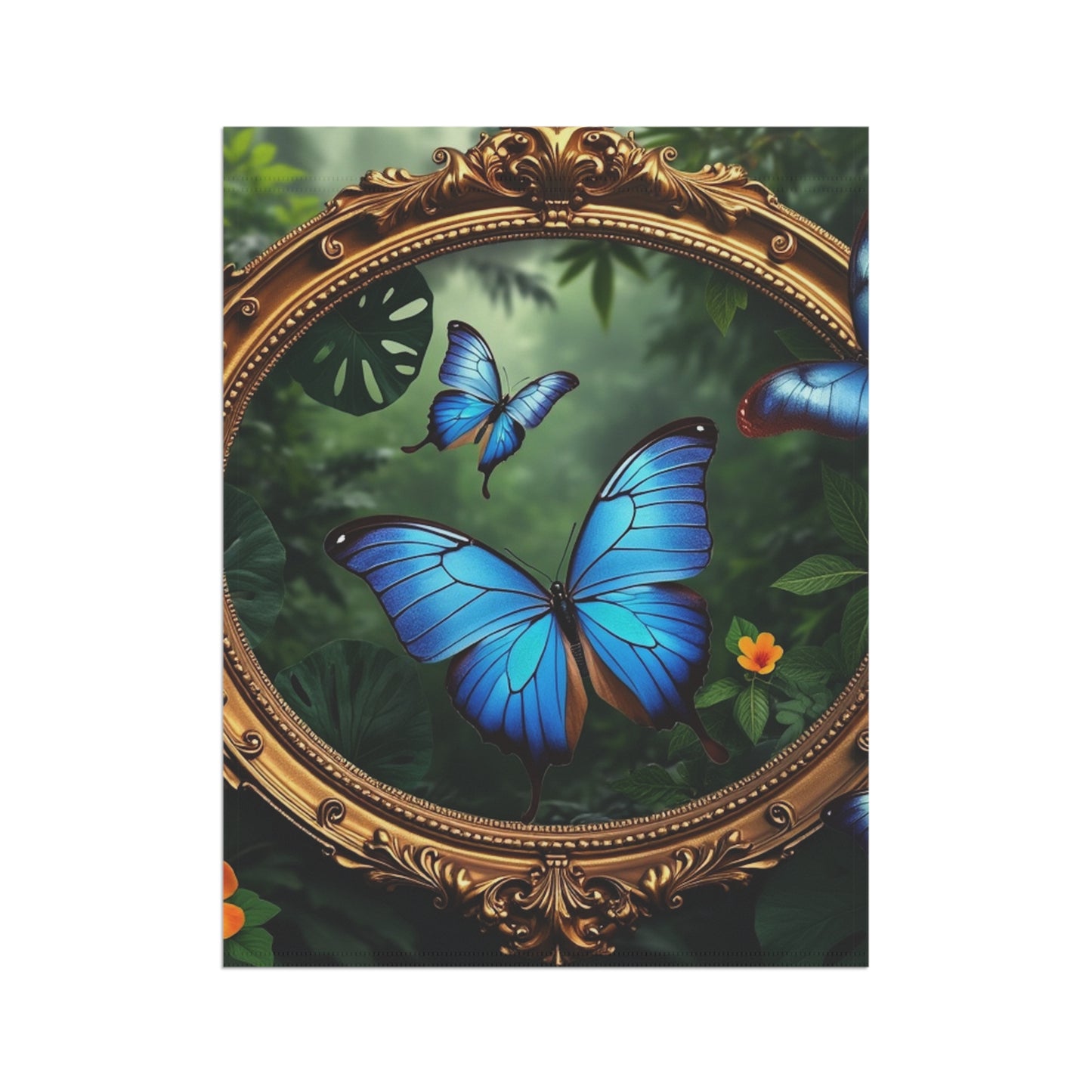 Tropical Garden Flag - Perfect for Outdoor Decor / Framed Monarch Butterflies