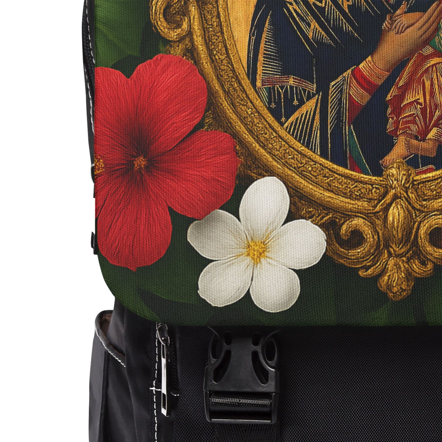 Religious Casual Backpack - Perfect for Everyday Adventures - Our Lady of Perpetual Help/Red Floral