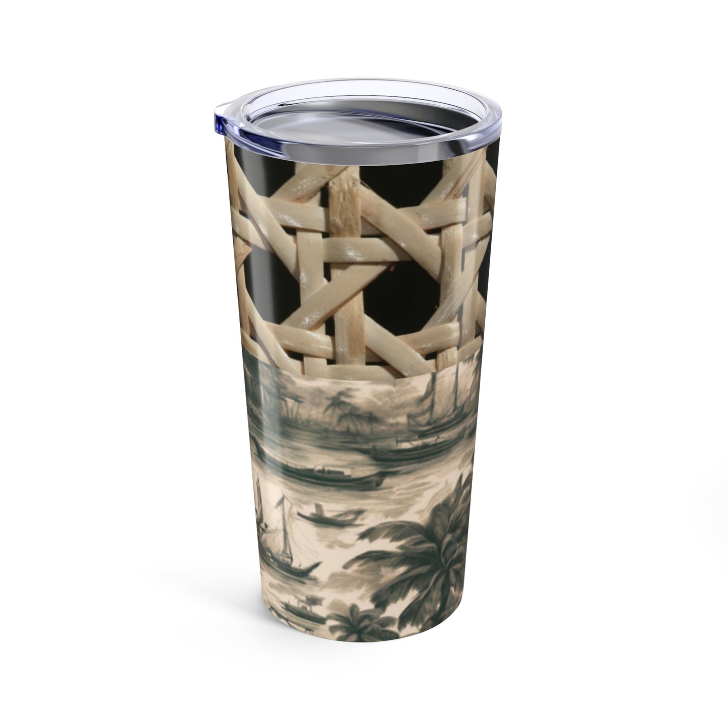 20oz Tropical Glossy Tumbler - Wicker/Tropical Toile Black