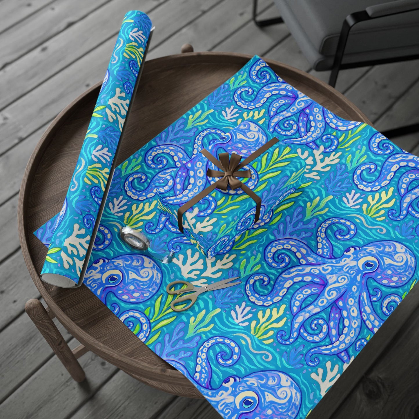 Wrapping Paper - Gift Wrap for All Occasions, 3 Sizes/2 Finishes / Blue Kraken Joe