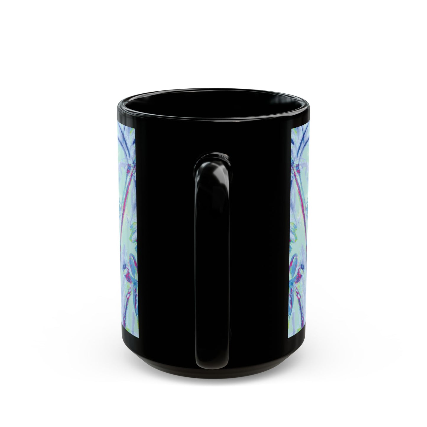 Black Coffee Mug - Tropical Doodles, Blue