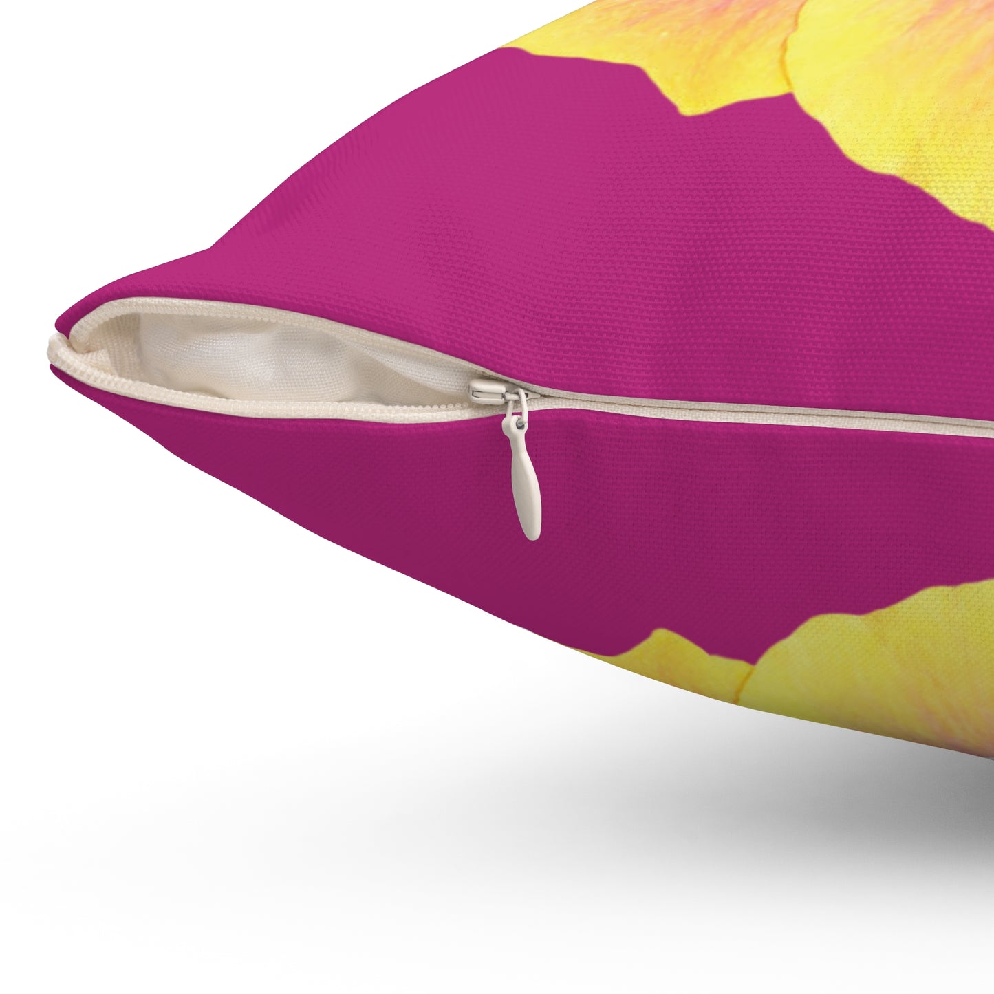 Decorative Pillow - Accent Cushion, 4 Sizes / Photo Yellow Hibiscus, Pink