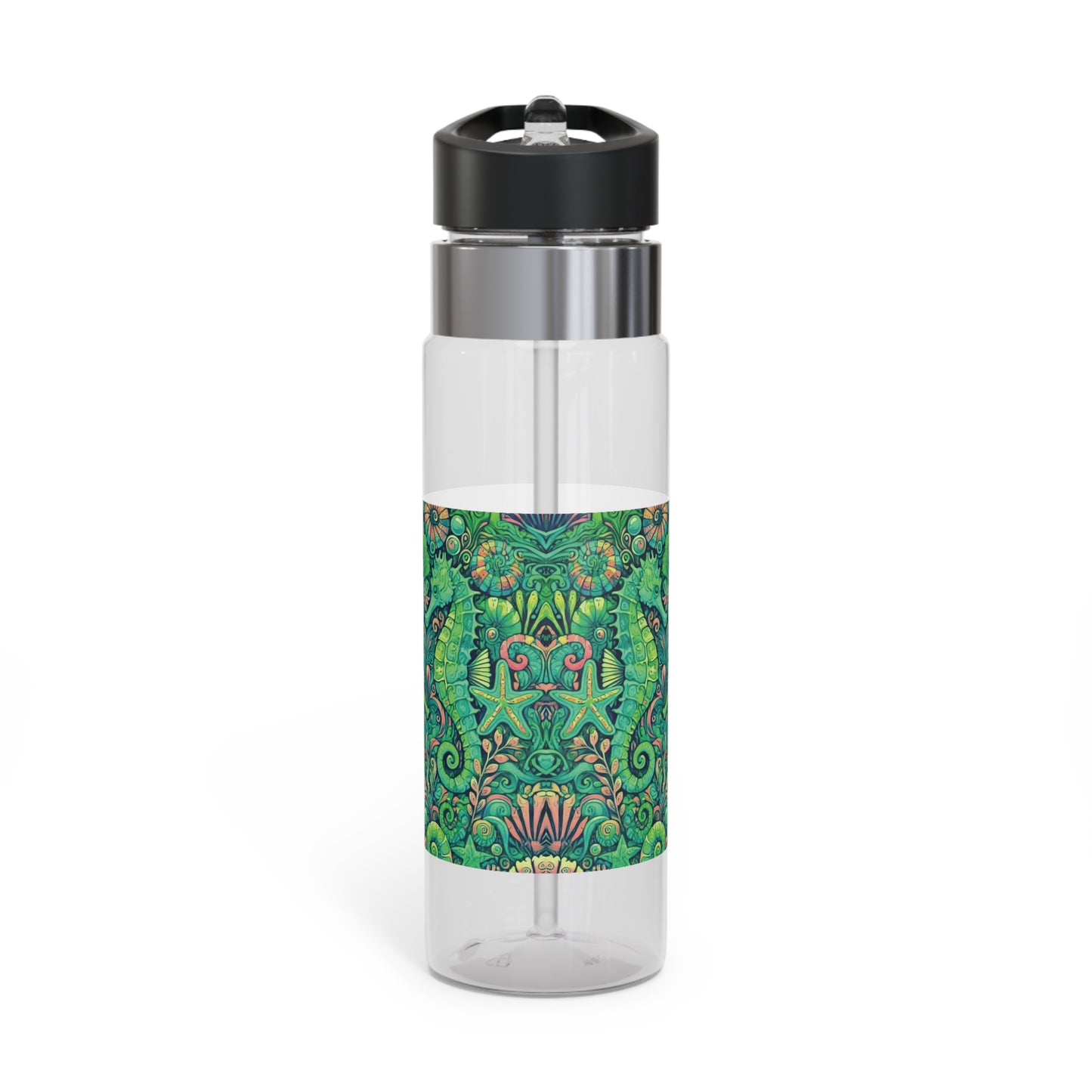 Tropical 20oz Tritan Sport Water Bottle - Leakproof, Lightweight, BPA-Free / Seahorse Trio, Hot Lime