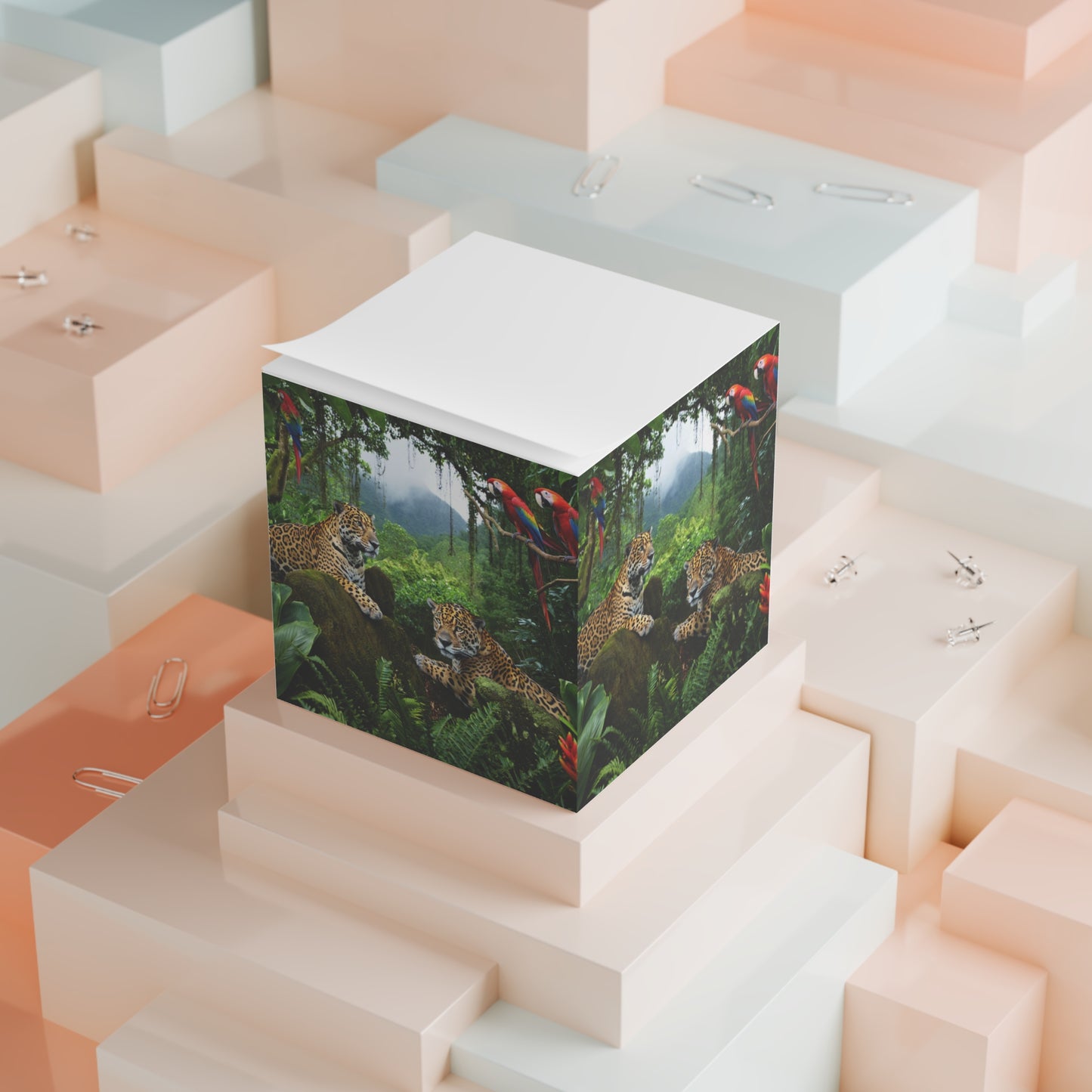Note Cube - Jaguars and Parrots