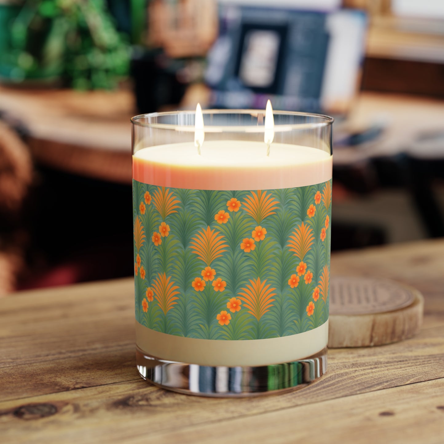 Sunrise Palms/Orange Scented Candle - 11oz Full Glass, Tropical Decor