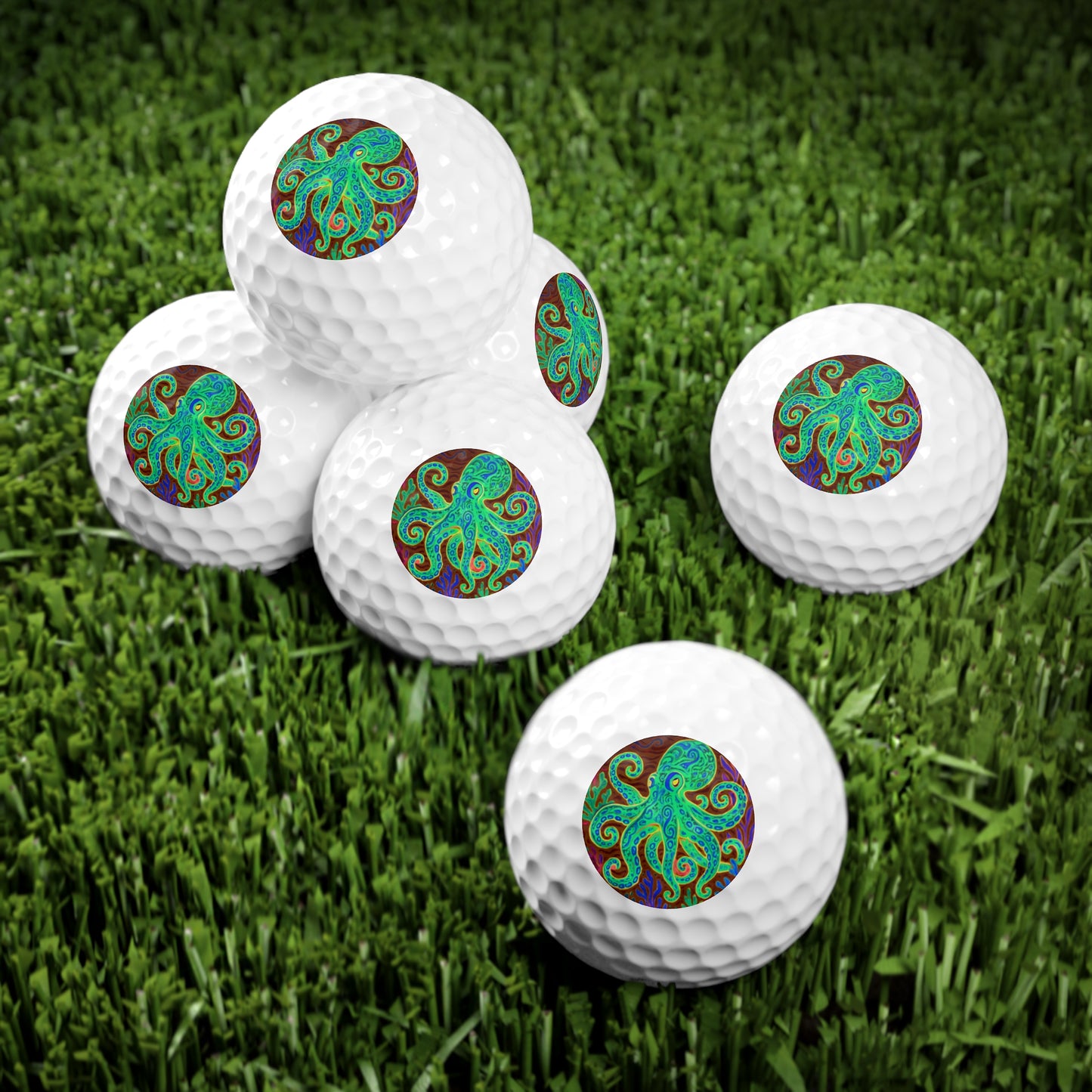 Coastal-Themed Golf Balls, 6pcs - Perfect Gift for Golf Enthusiasts / Kraken Joe, Gamma
