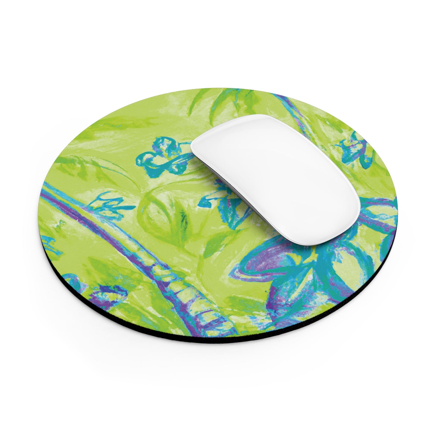 Rainforest Mouse Pad, 2 Shapes - Beach Vibes for Home Office & Gamer / Tropical Doodles, Lime