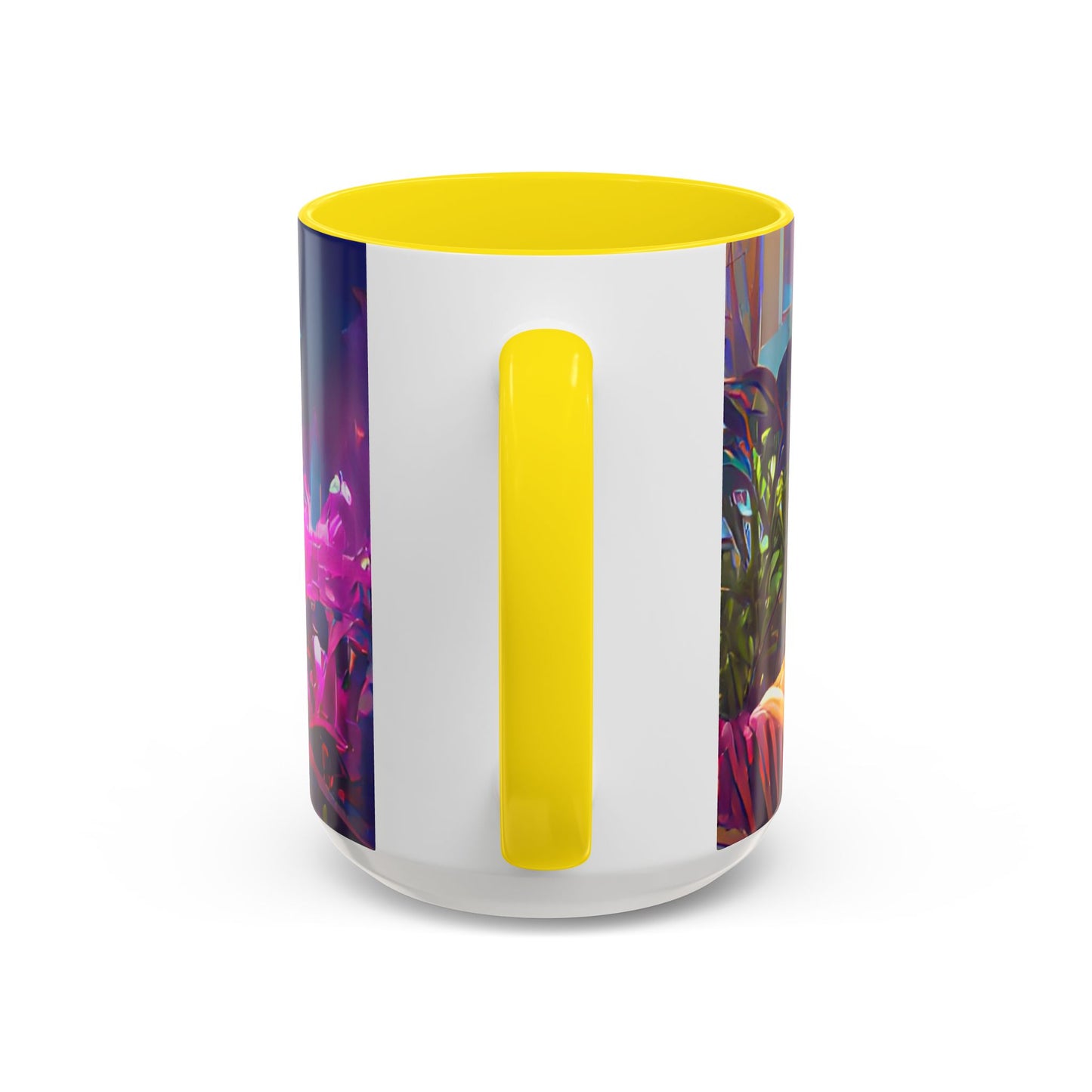 Accent Color Coffee Mug (11, 15oz) - Midnight Kiss in Tropical Garden