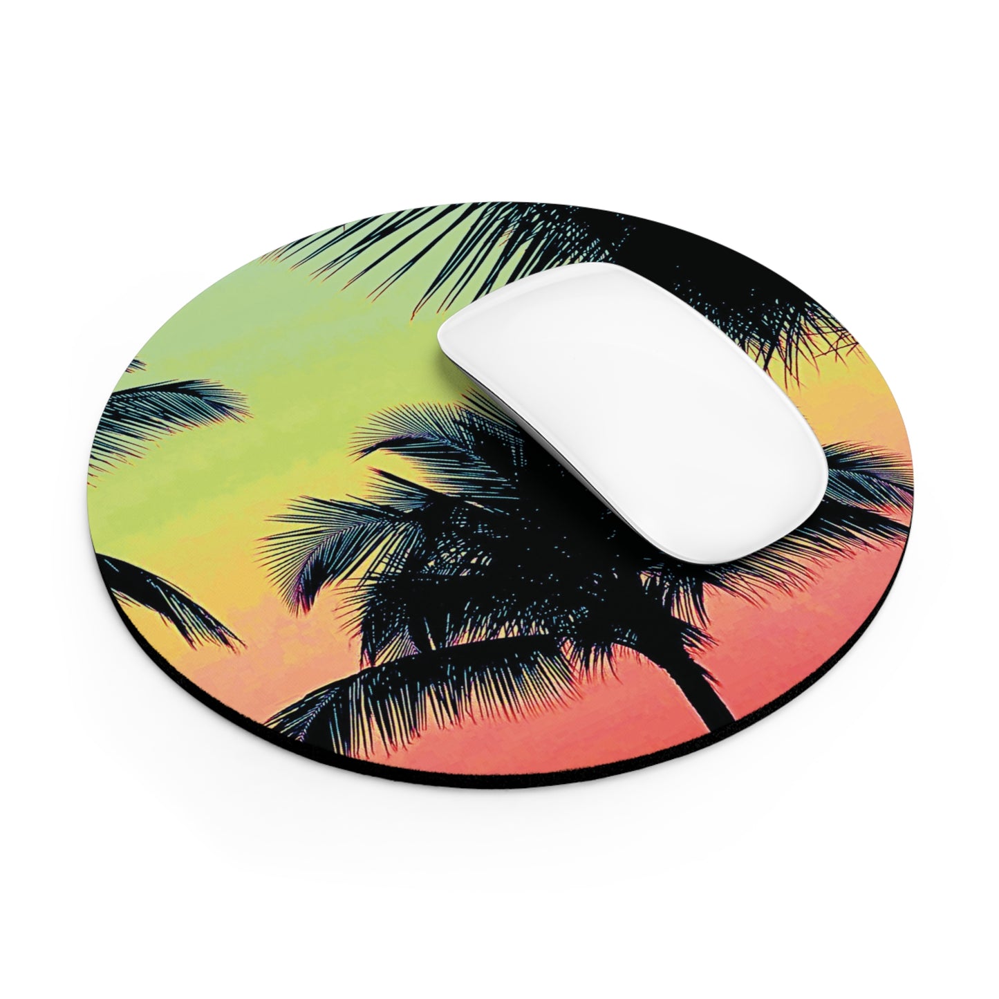 Coastal Mouse Pad, 2 Shapes - Beach Vibes for Home Office & Gamer / Palm Glow, Sangria