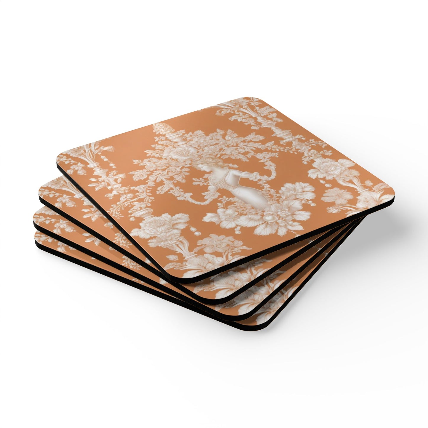 Coaster Set - Pearl Lady Toile, Melon