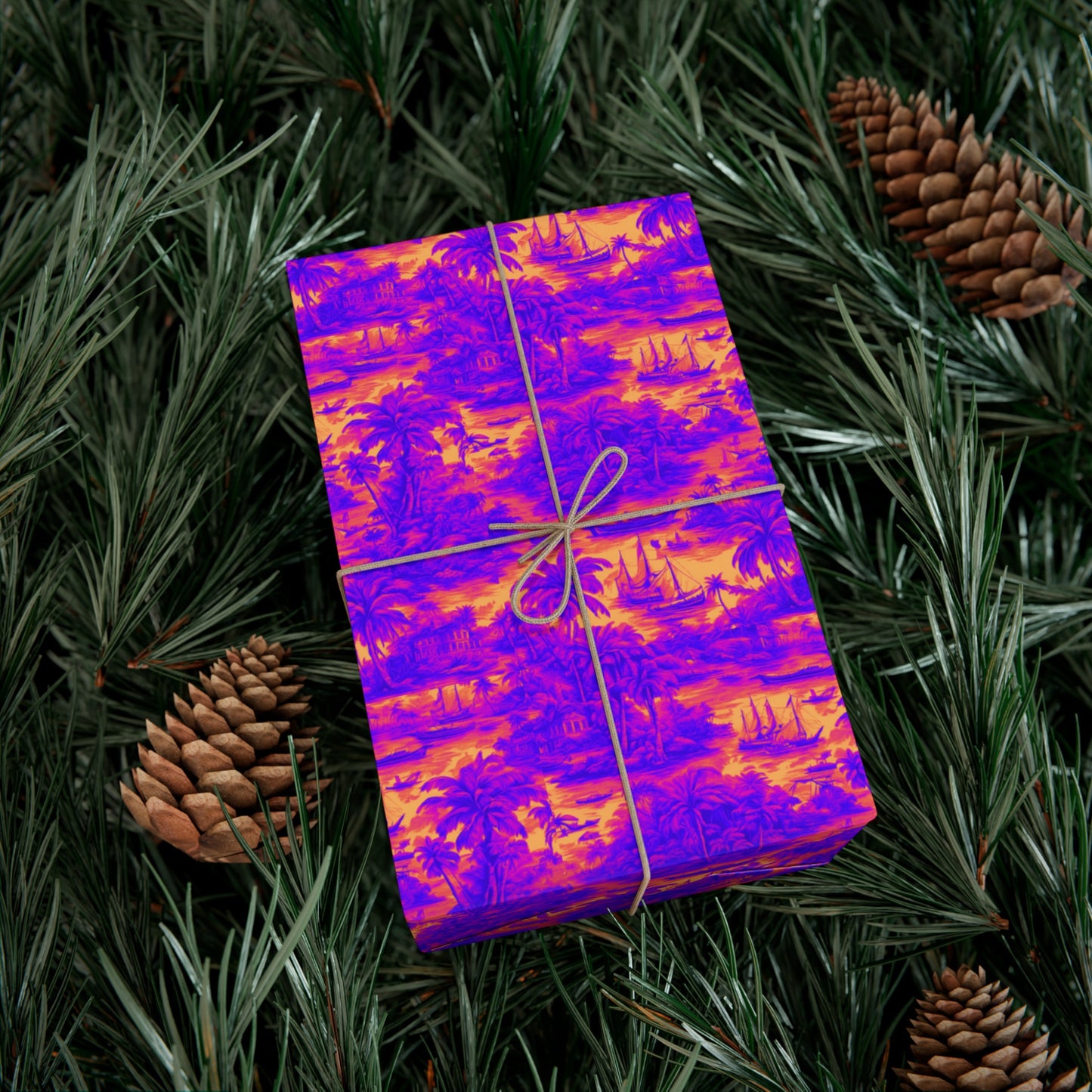 Wrapping Paper - Tropical Gift Wrap for All Occasions / 3 Sizes, 2 Finishes / Crazy Cool Tropical Toile