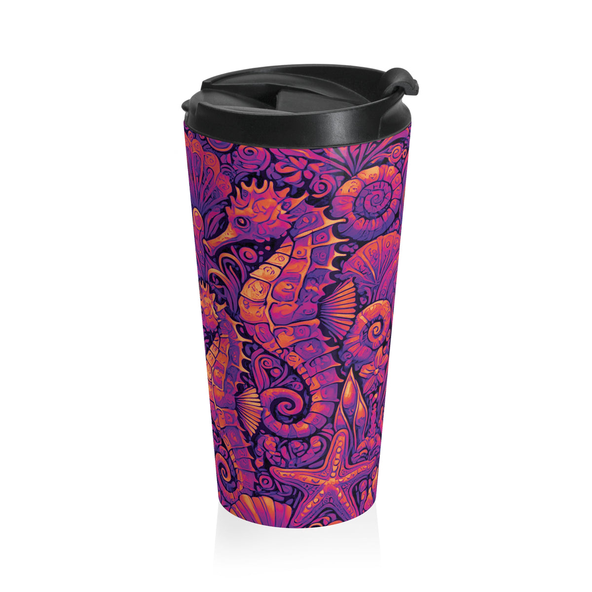 Copy of 15 oz. Stainless Steel Travel Mug / Deco Seahorses Heatwave