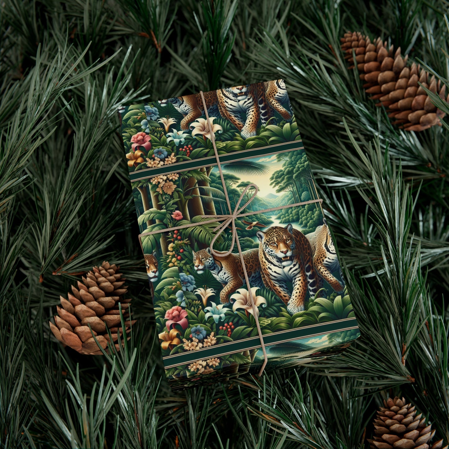 Wrapping Paper - Tropical Gift Wrap for All Occasions, 3 Sizes/2 Finishes / Jungle Jaguars