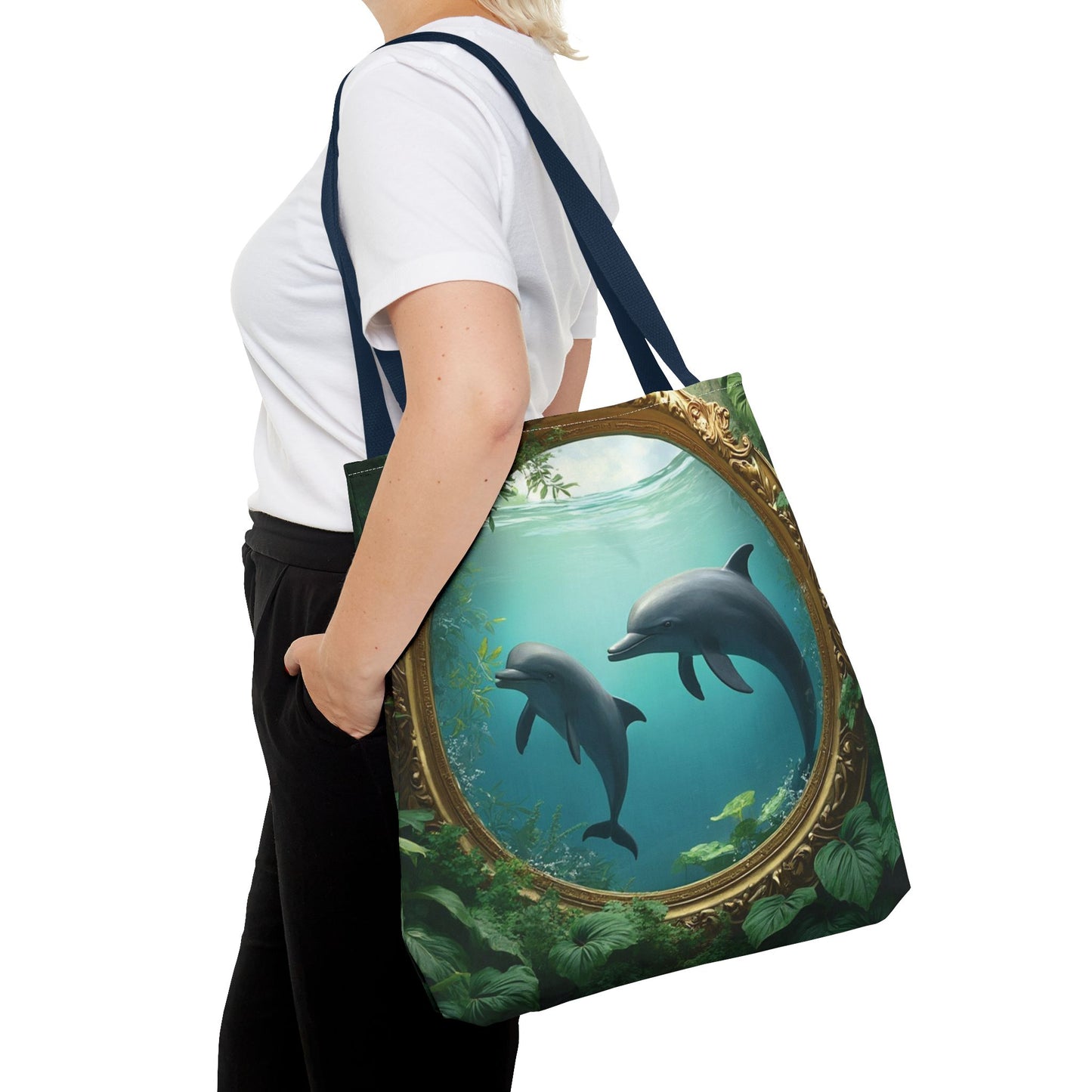Framed Dolphins Tote Bag - 3 Sizes