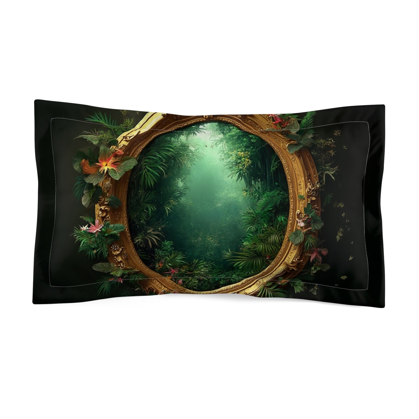 Microfiber Pillow Sham, 2 Sizes | Tropical Vibes for Relaxation / Golden Portal to Paradise