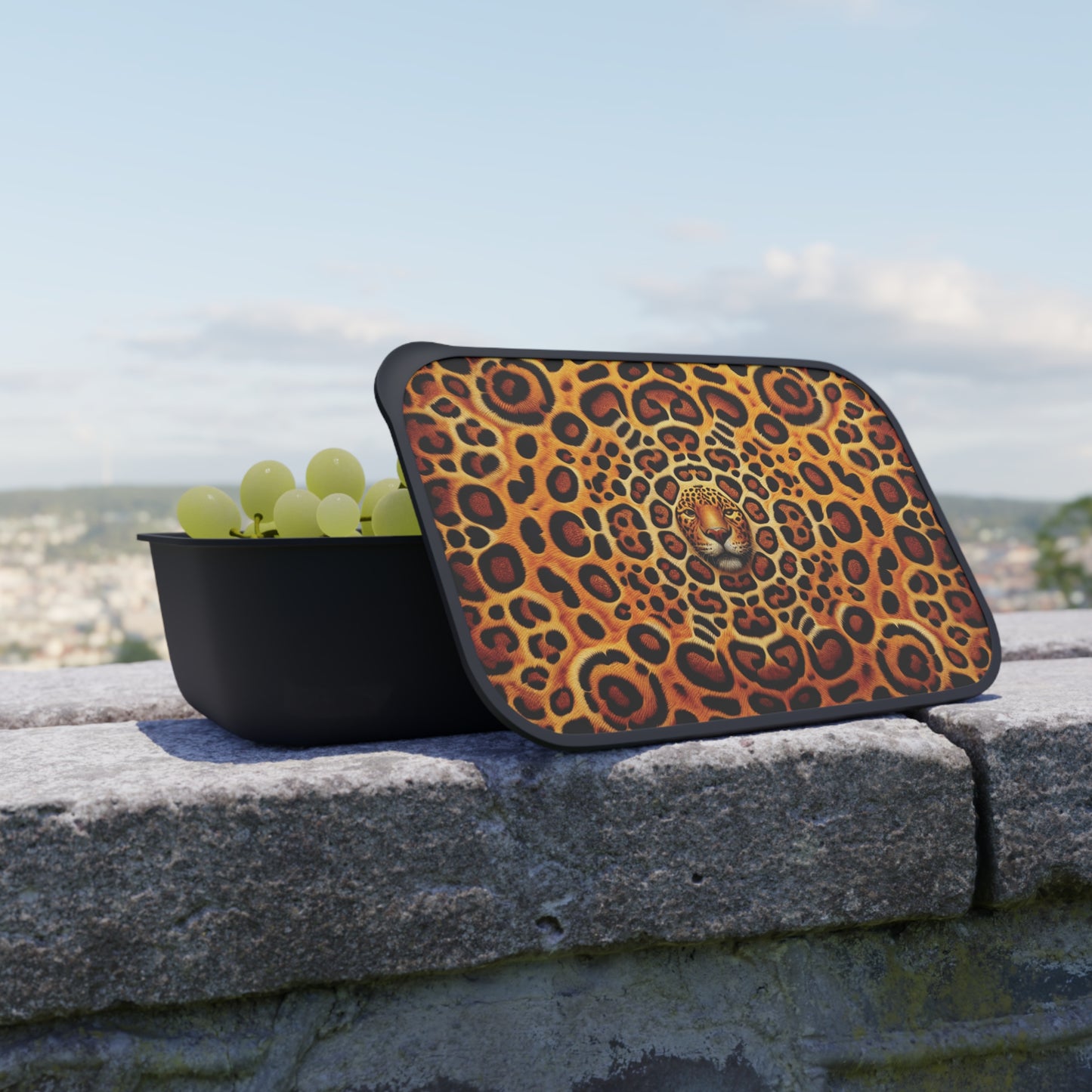 Bento Box with Utensils - Kaleido Jaguar Spots