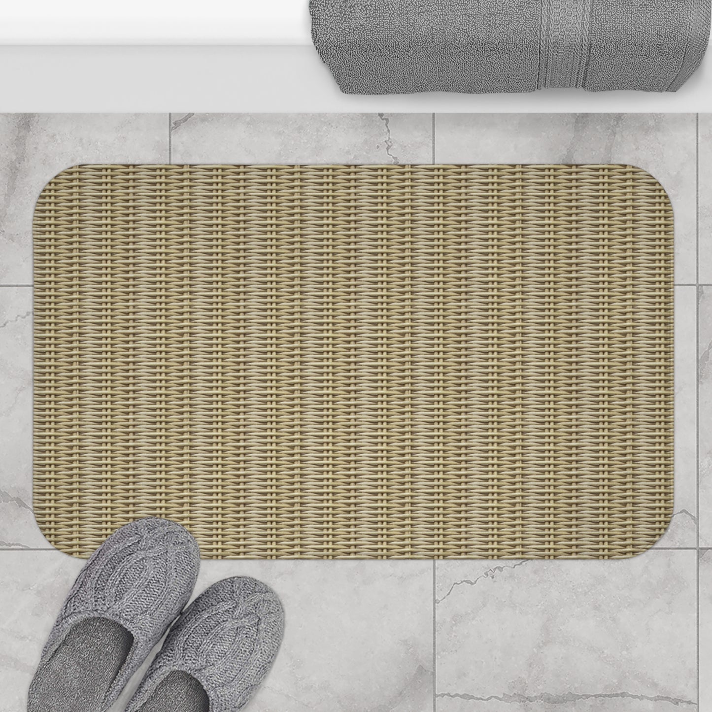 Flat Wicker Beach Weave Bath Mat, 2 Sizes - Tropical Vibes for Home Decor