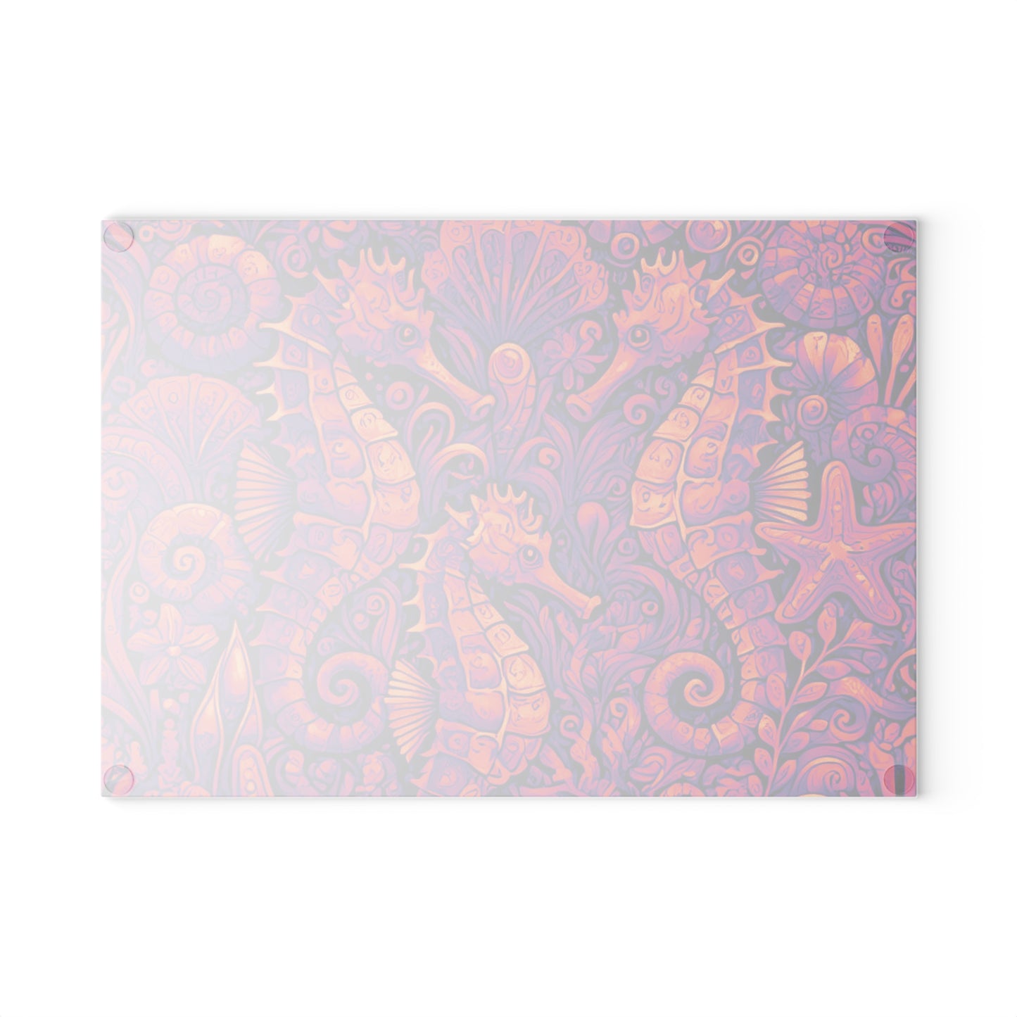 Glass Cutting Board, 2 sizes - Seahorses Heatwave
