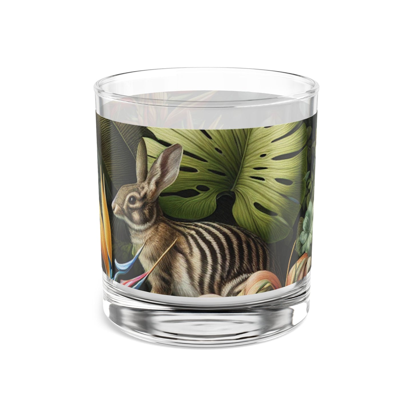 Rainforest Rabbit Outing Rocks Glass - 10oz Colorful Island Design