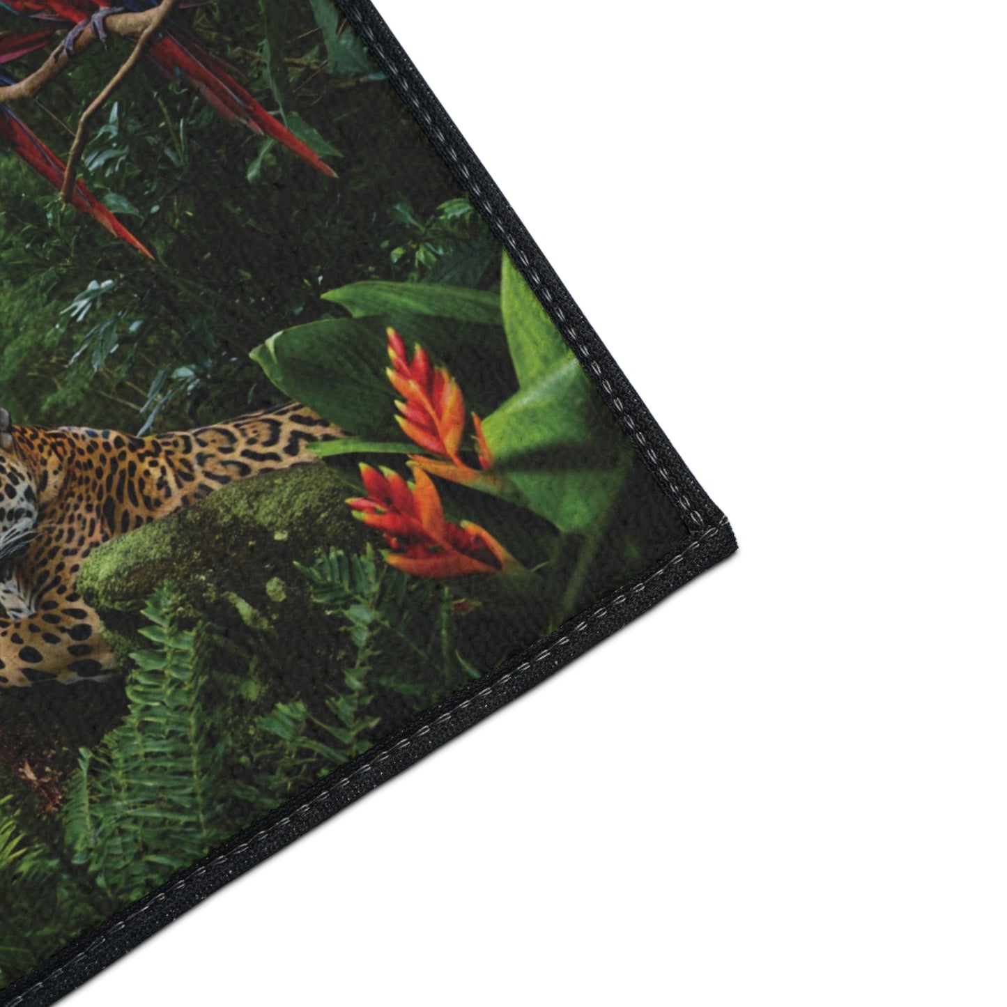 Heavy Duty Floor Mat, 5 Sizes – Tropical Area Rug for Home Décor / Jaguars and Parrots