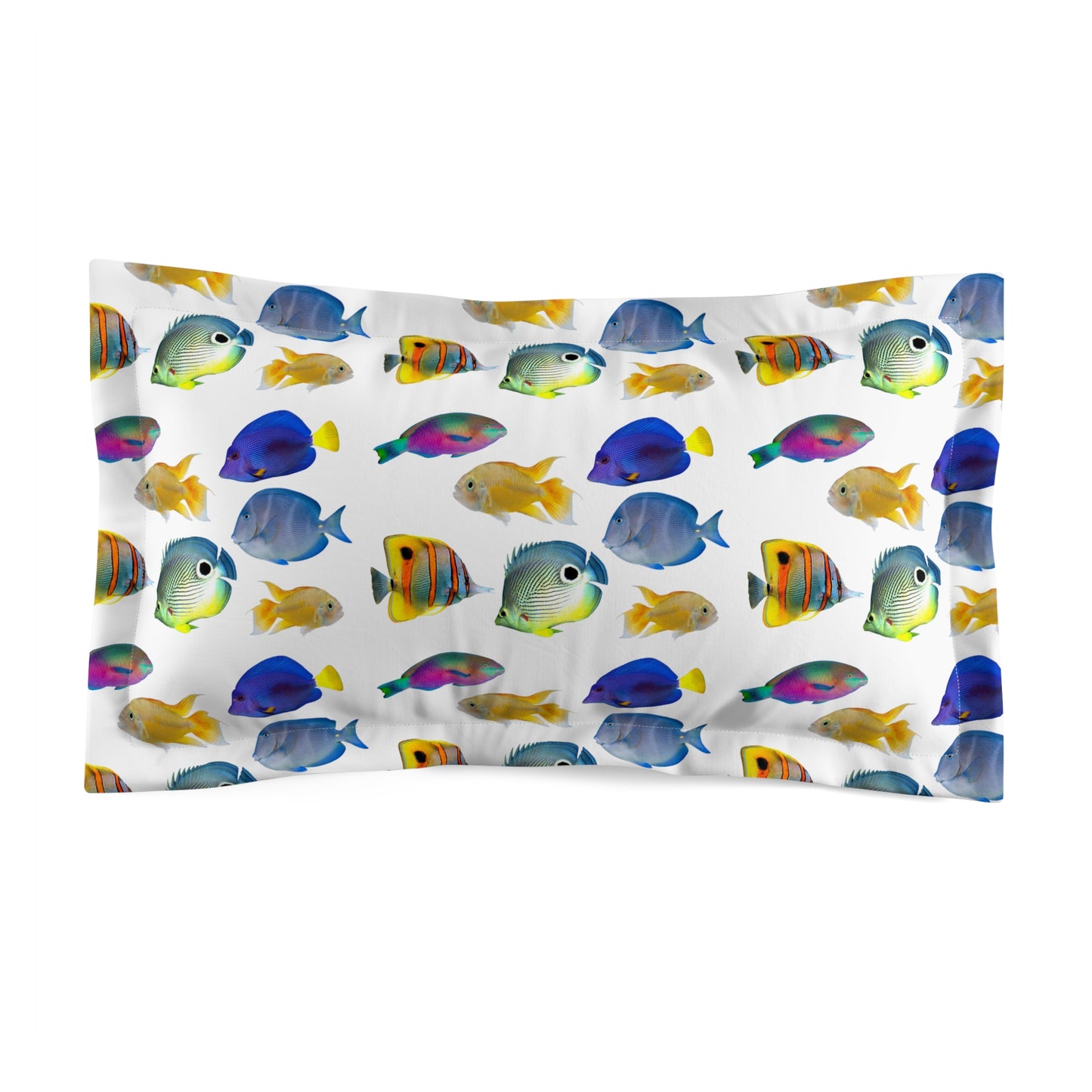 Microfiber Pillow Sham | Tropical Vibes for Relaxation / School of Fish, White
