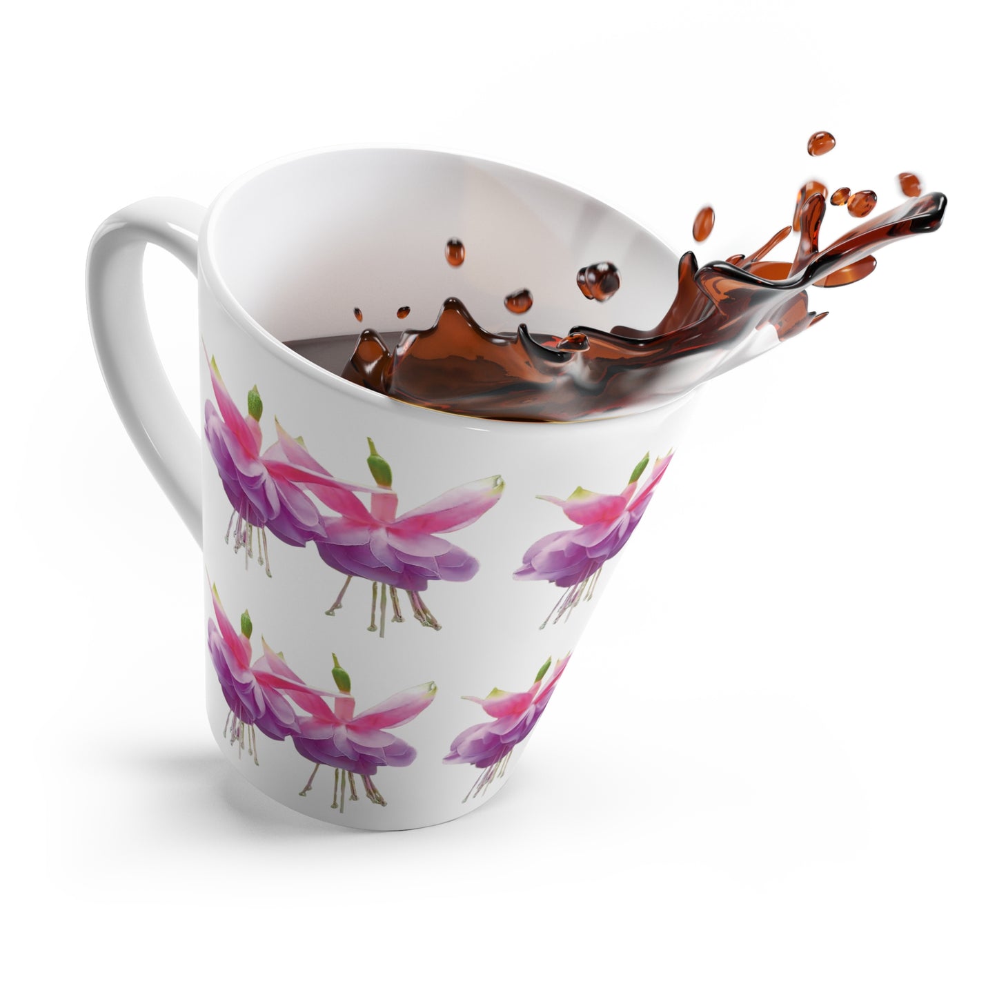Latte White Mug - Tropical Pink Fuchsias