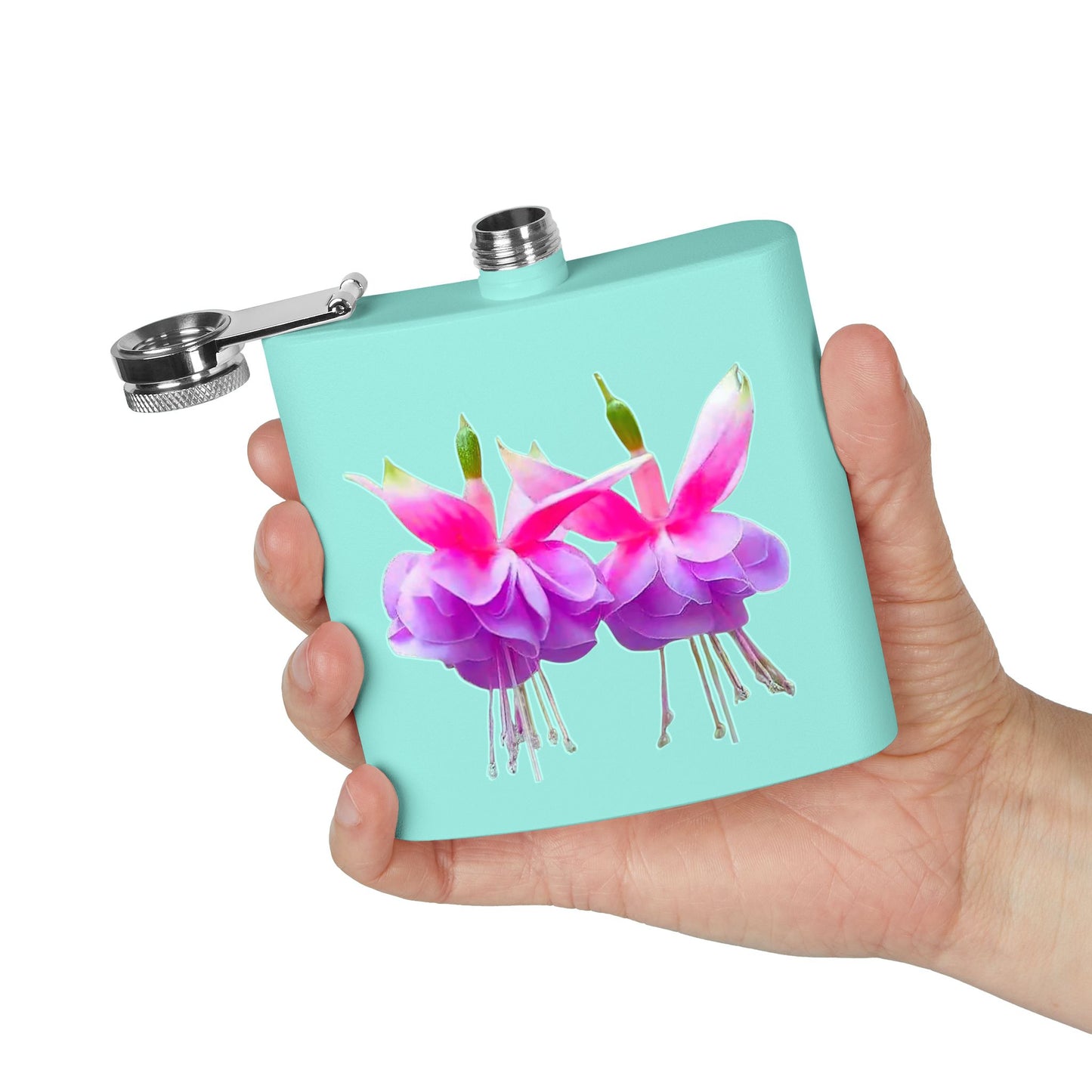 Tropical Stainless Steel 6 oz. Flask, Many Colors – Two Fuchsias