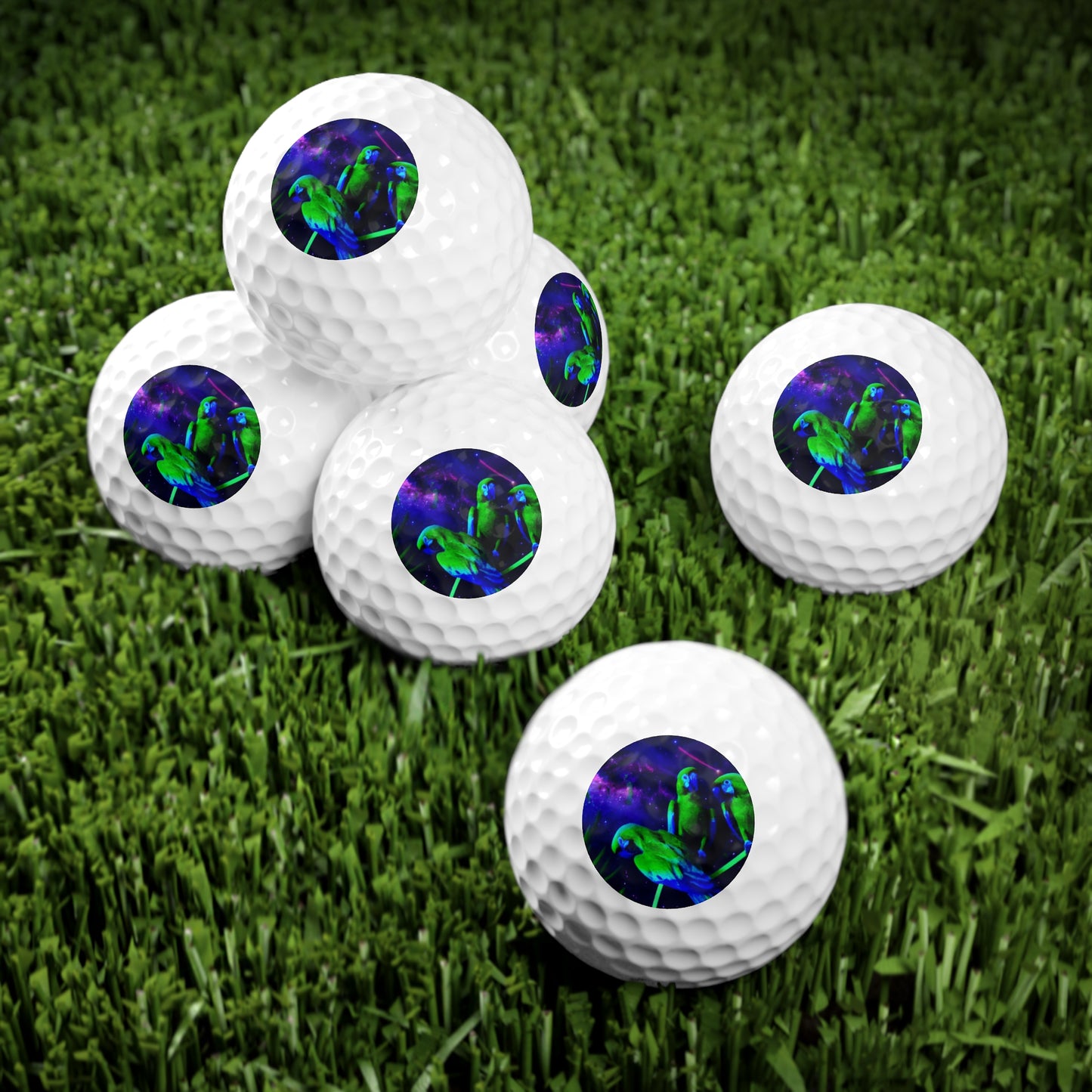 Tropical-Themed Golf Balls, 6pcs - Perfect Gift for Golf Enthusiasts / Galactic Parrots