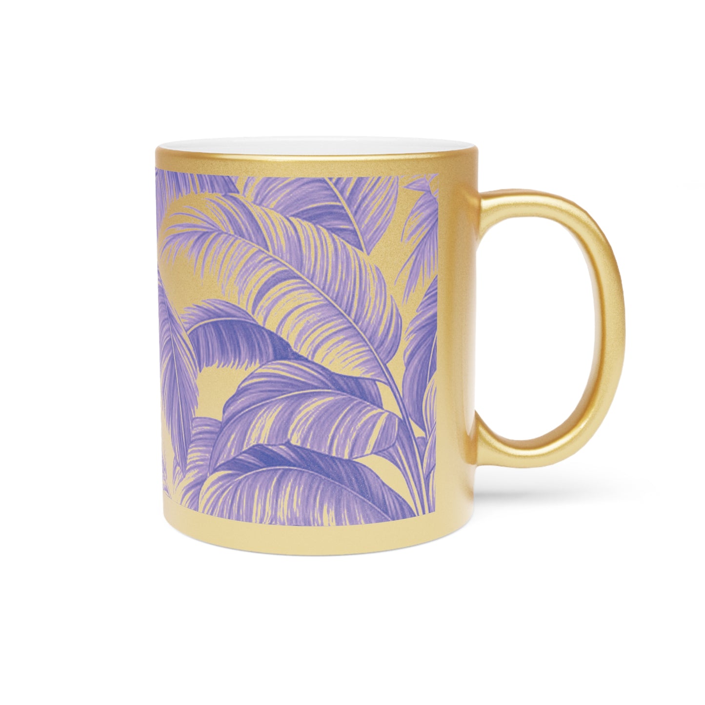 Tropical Metallic Mug, Gold or Silver - Palm Serenity, Lilac