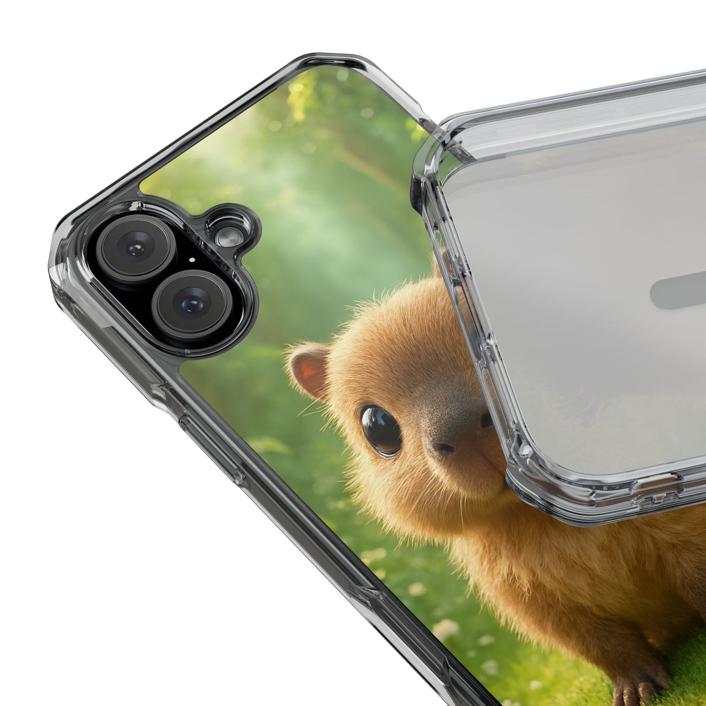 Baby White Capybara Magnetic Clear Phone Case, Many Models