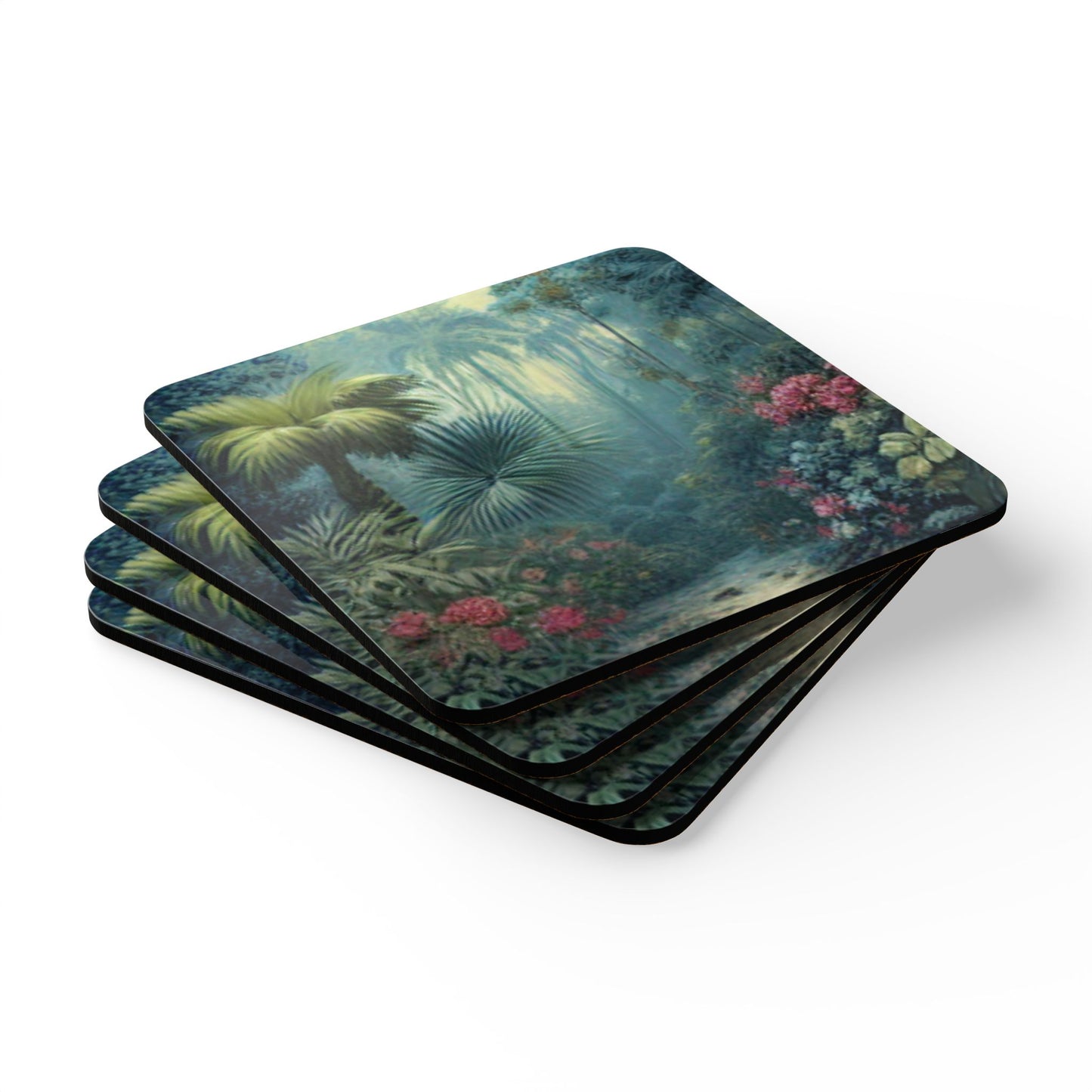 Four-piece Coaster Set - Misty Rainforest