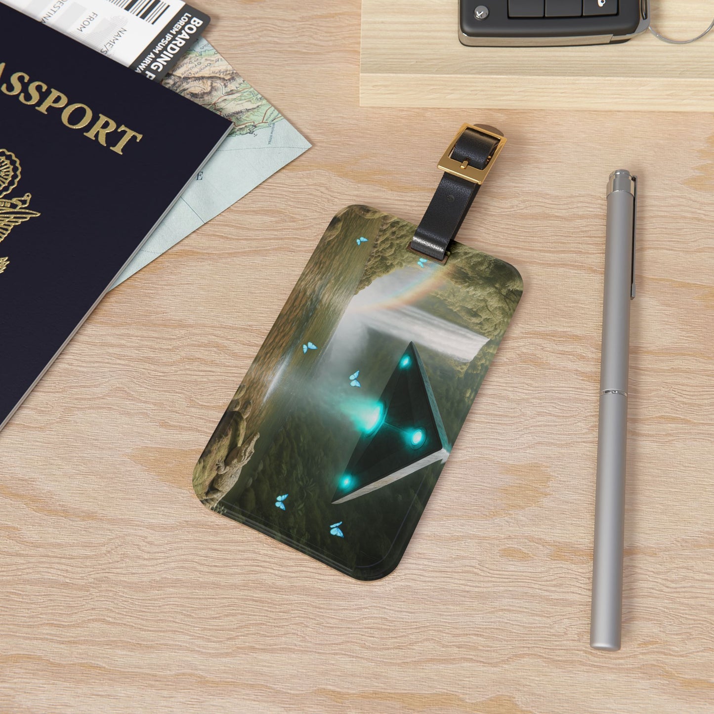 Luggage Tag - UFO and Waterfall