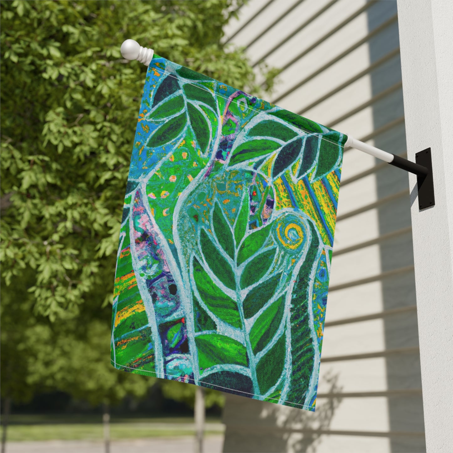 Tropical Garden Flag - Perfect for Outdoor Decor / Rainforest Amazon Whimsy, Green