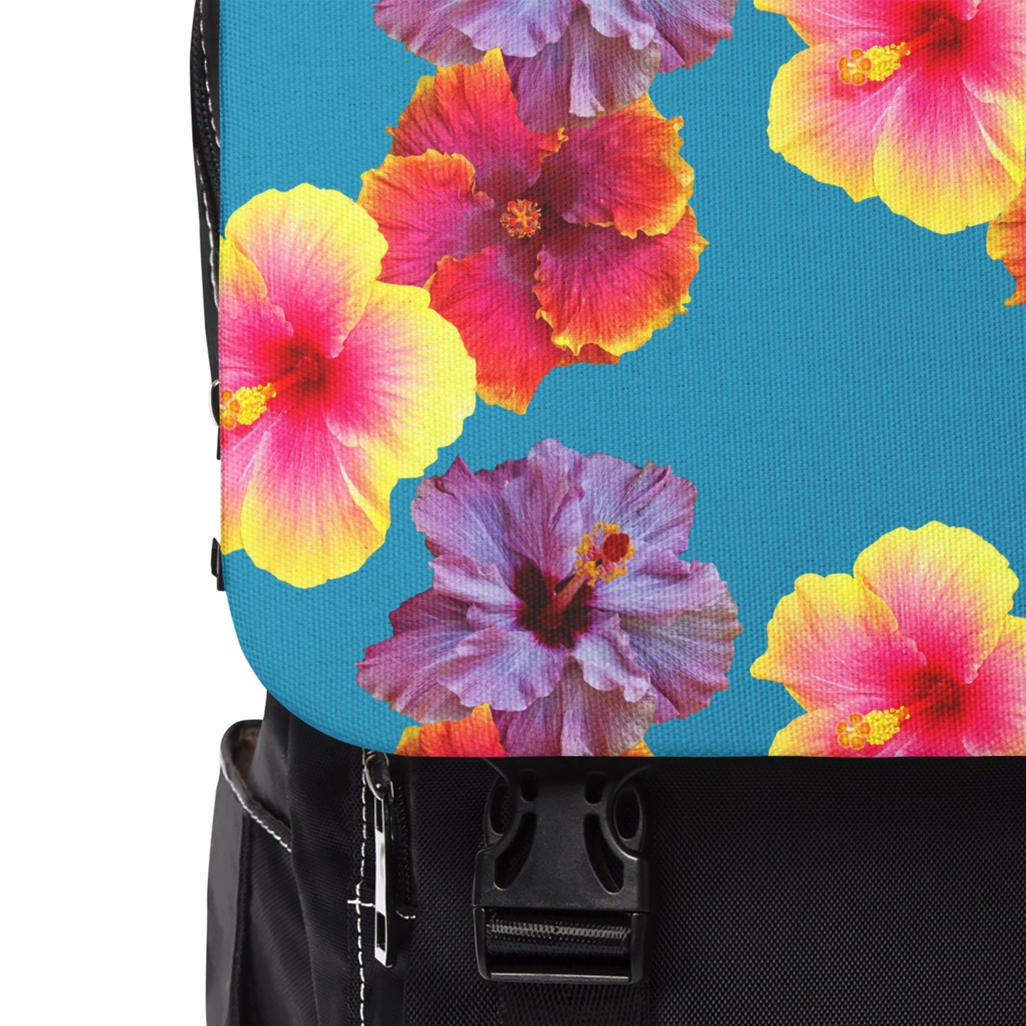 Hibiscus Flowers Trio/Turquoise Casual Backpack - Perfect for Everyday Adventures