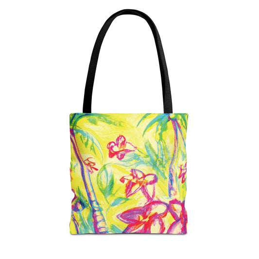 Yellow Tropical Doodles Tote Bag - 3 Sizes
