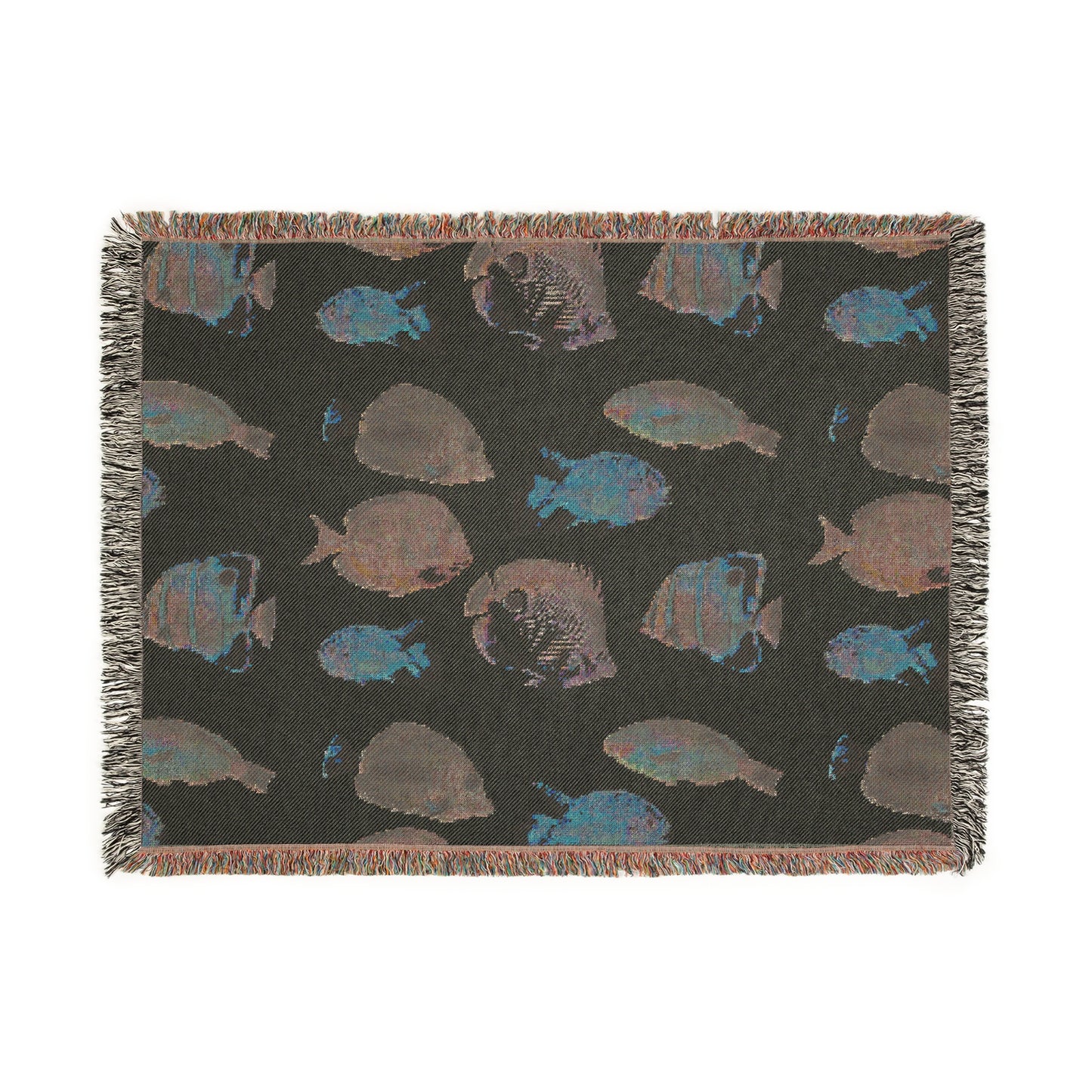 Tropical Woven Blanket, 3 Sizes - Coastal Home Decor / School of Fish