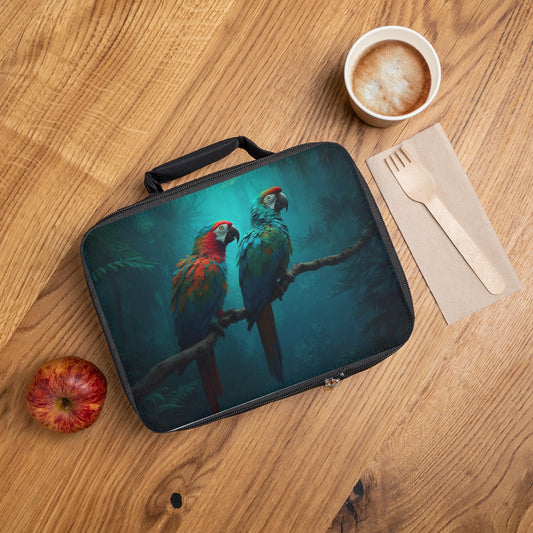 Two Parrots Lunch Bag - Eco-Friendly Insulated Tote, Adult and Child Lunchbox / Perfect for Picnics, Beach Outings