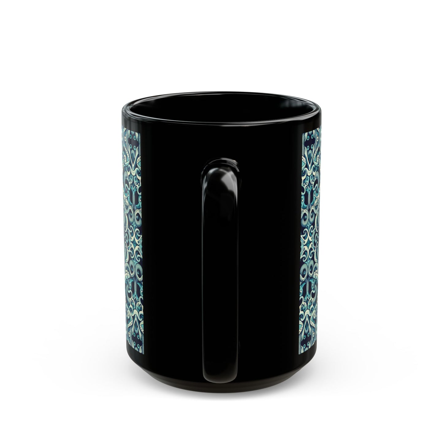 Black Coffee Mug - Twisted Aqua Octopus