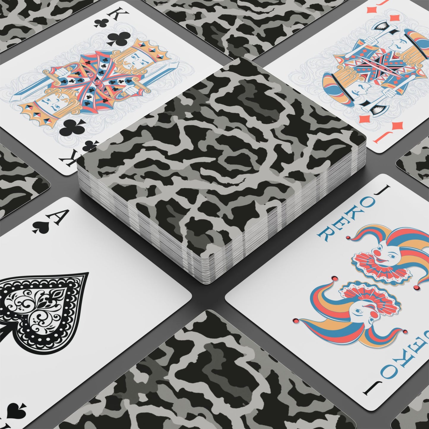 Poker Playing Cards - Coral Threads/Noir