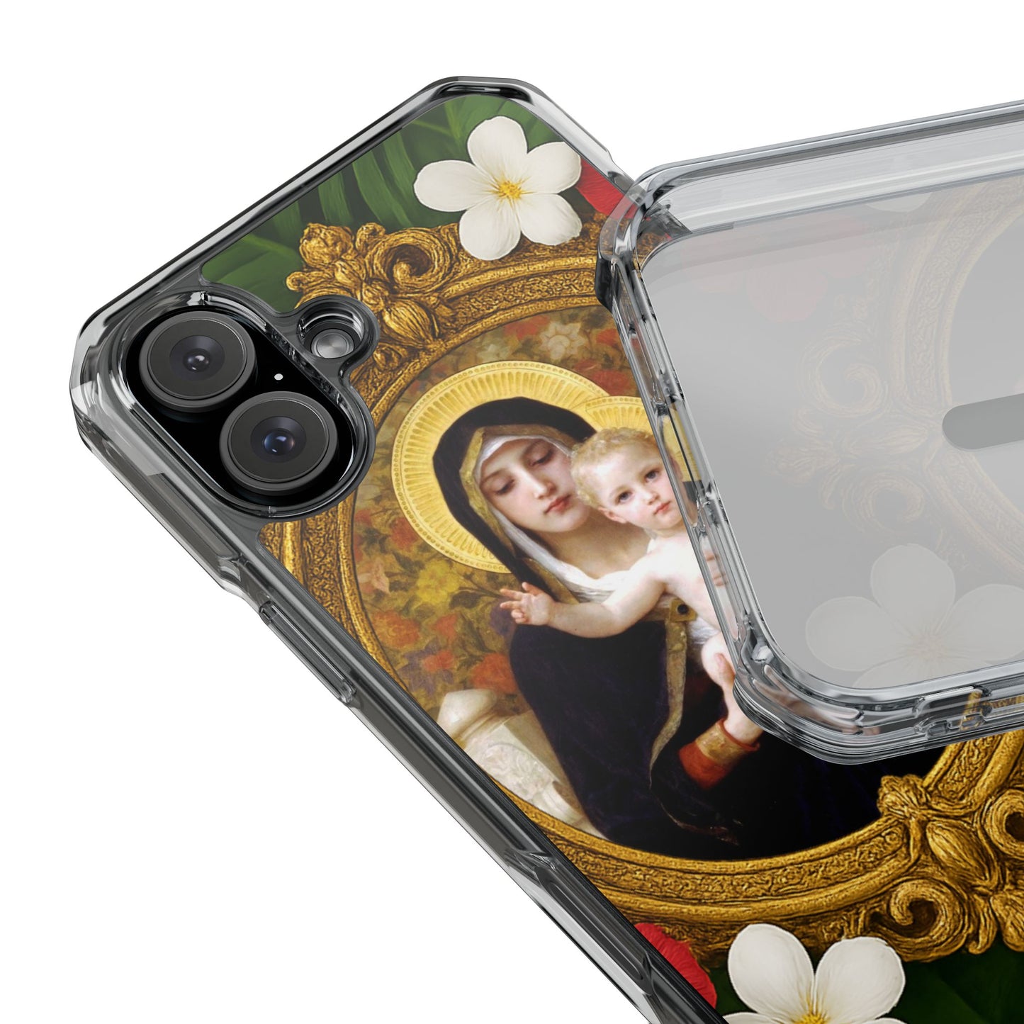 Religious Magnetic Clear Phone Case, Many Models / Virgin of the Lilies