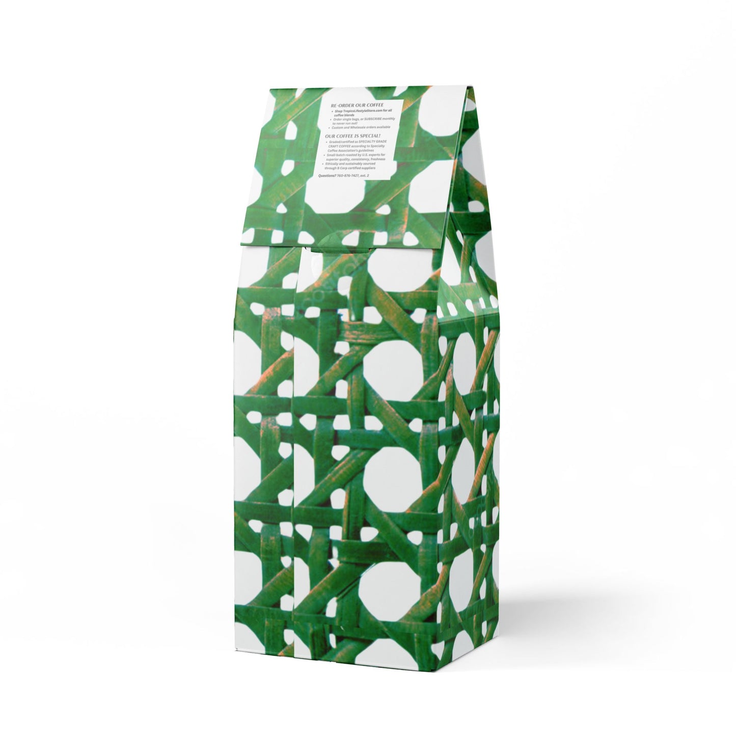 Cocoa Palms Blend™ (Medium-Dark Roast) Specialty Grade Craft Coffee / Chair Wicker, Green