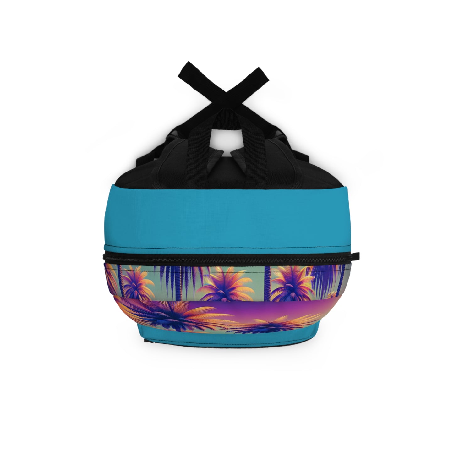 Tropical Backpack / Sunset Palms, Turquoise
