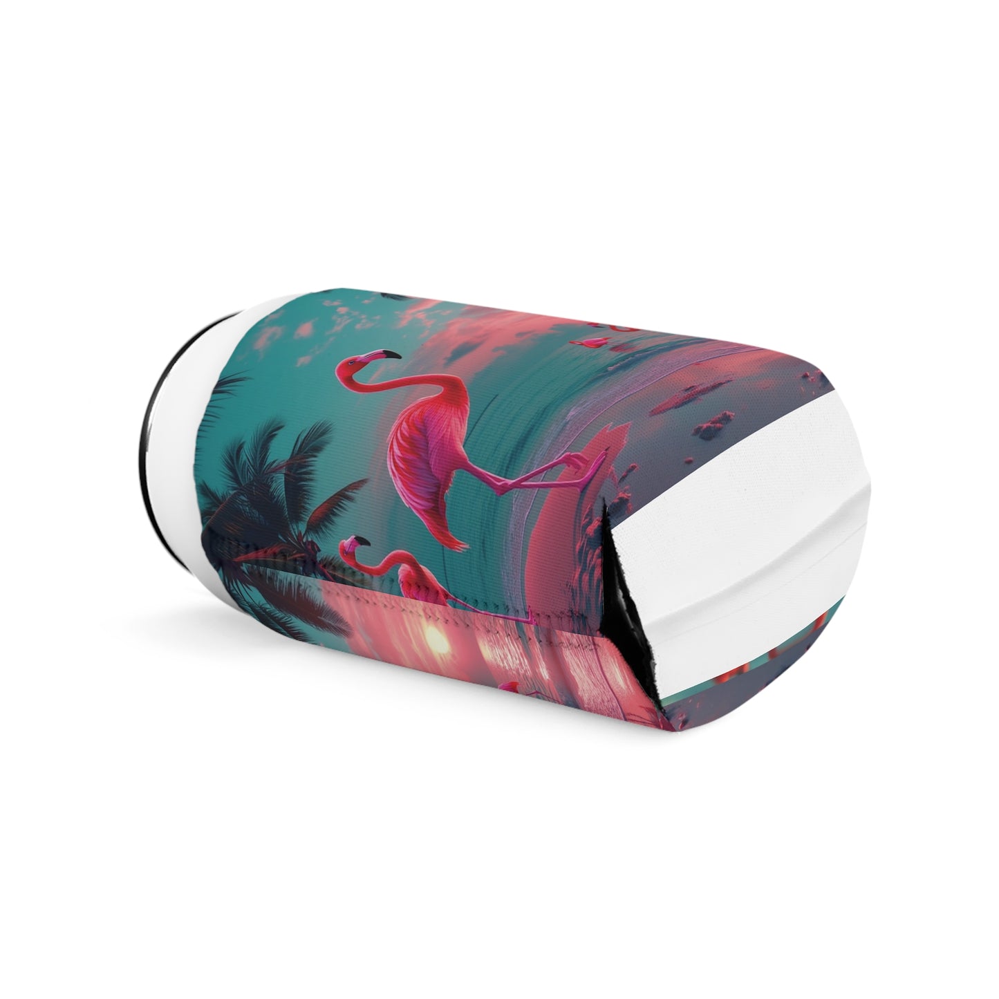 Neon Flamingos at Night Can Cooler Sleeve - Perfect for Outdoor Picnics