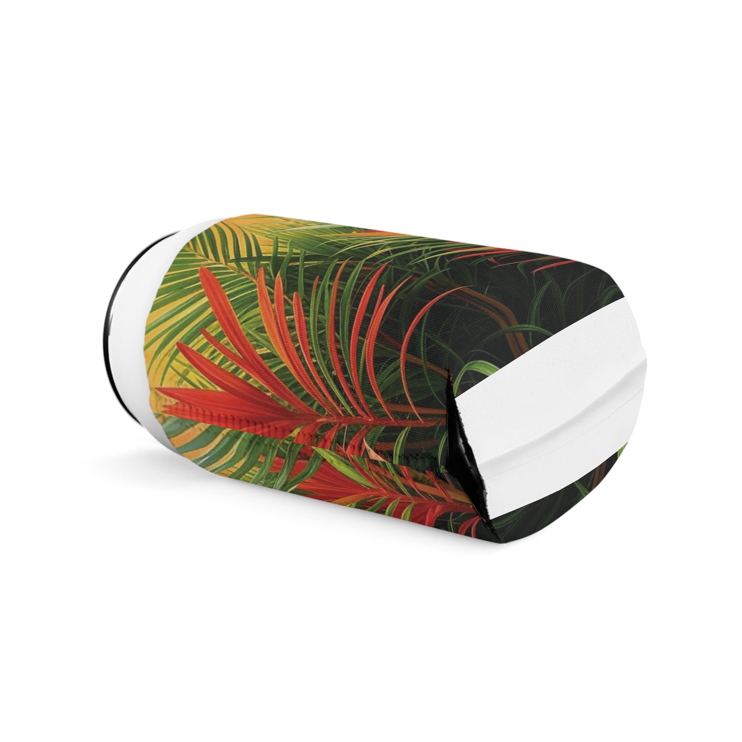Red Flame Palms Can Cooler Sleeve - Perfect for Outdoor Picnics