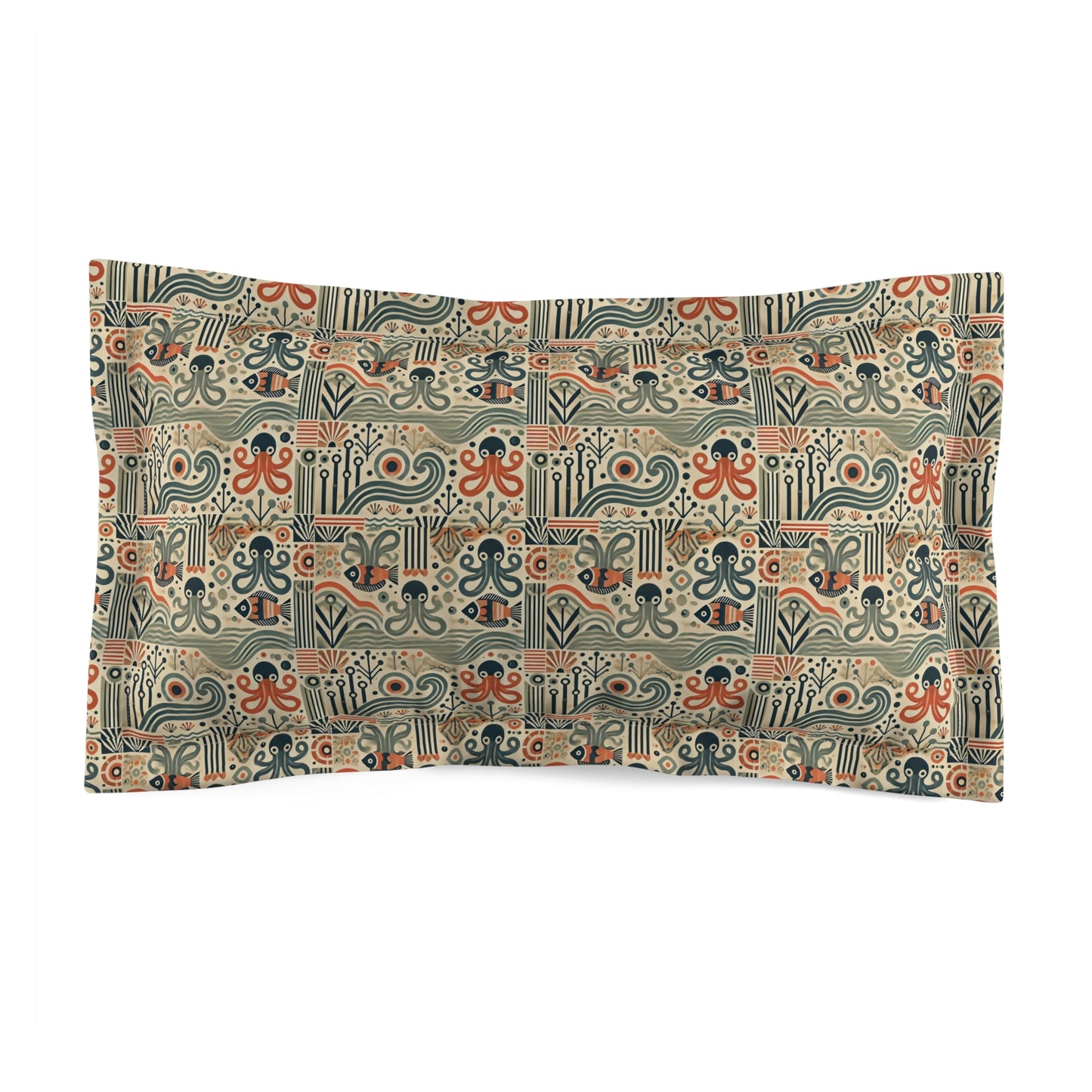 Microfiber Pillow Sham, 2 Sizes | Tropical Vibes for Relaxation / Mid-Century Octopus