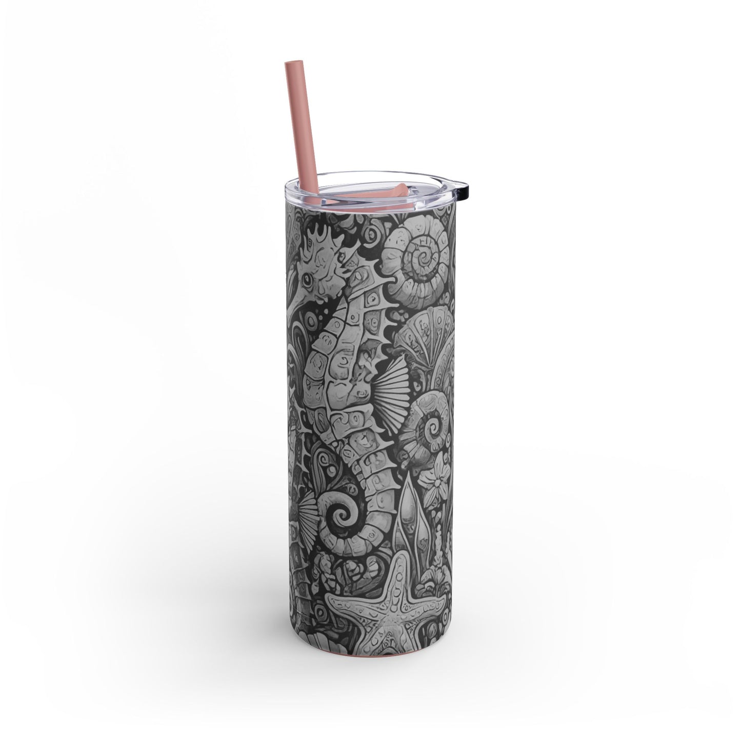 20oz Skinny Matte Tumbler, 7 Colors -Stylish Stainless Travel Cup - Seahorse Trio/Noir
