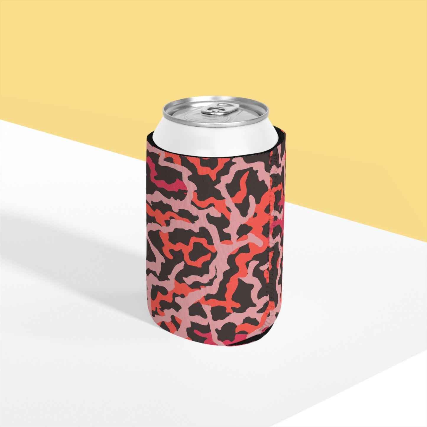 Coral Threads/Red Can Cooler Sleeve - Perfect for Outdoor Picnics