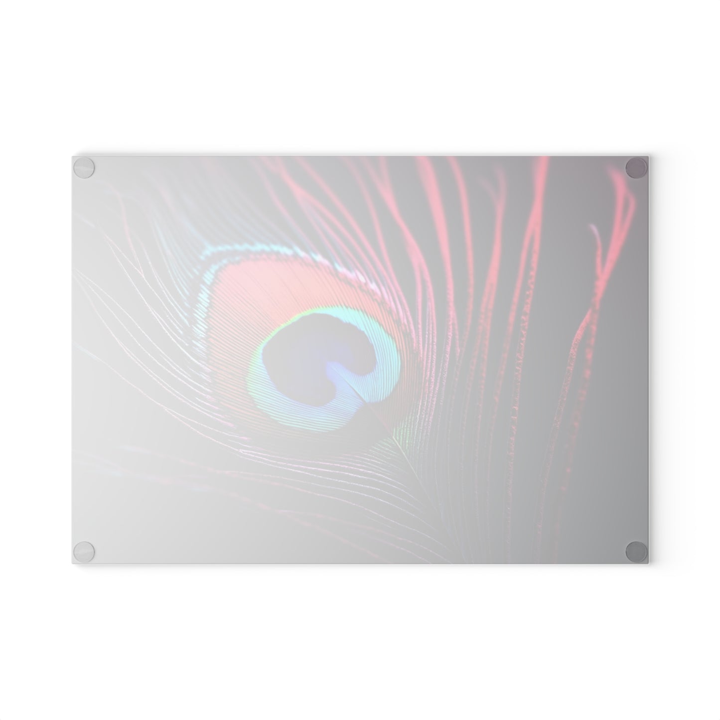 Glass Cutting Board, 2 sizes - Peacock Eye Feather, Magenta