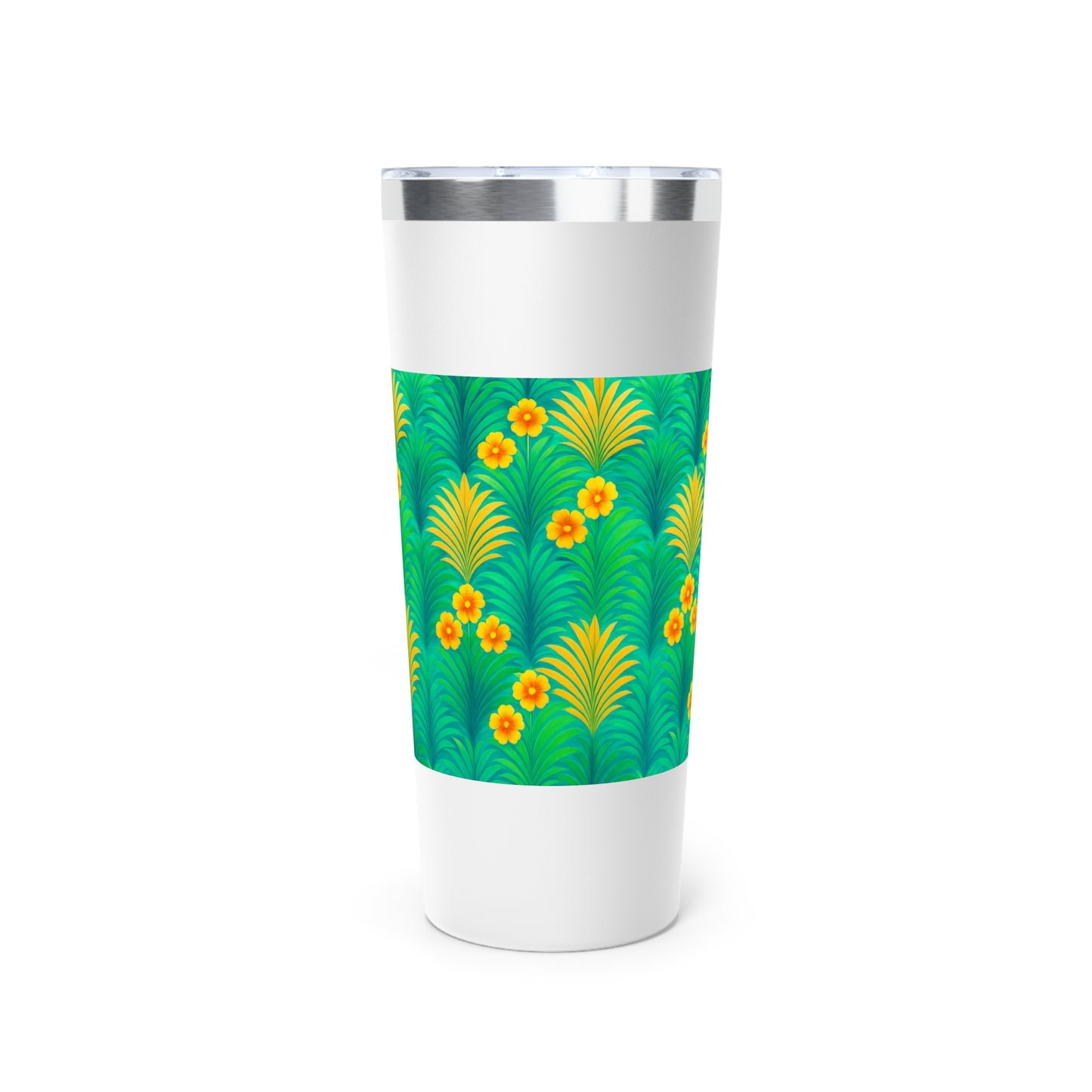 Copper Vacuum Insulated Tumbler, 22oz - Sunrise Palms/Green